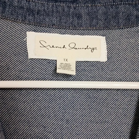 French Laundry Faux Denim Long Sleeve Button Up Size 1X - Picture 2 of 5